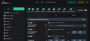 Informationsbereich zu Live-Wetten mit Angaben zum Spielverlauf bei ExciteWin
